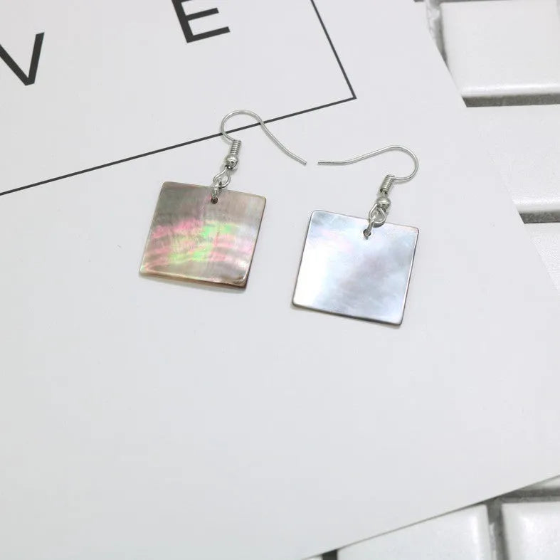 Geometric shell earrings in rectangular shell or square panther designs