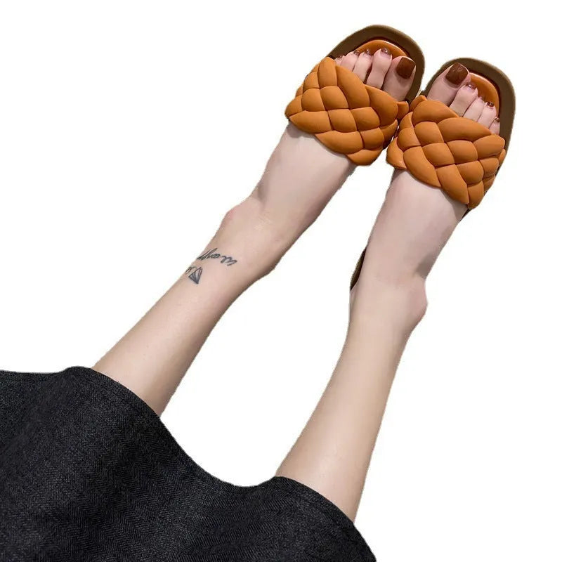 Women's plaid pattern beach sandals with thick anti-skid PVC soles in multiple colour options