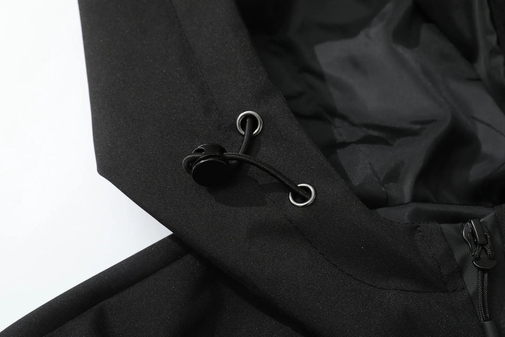 Outdoor wild jacket in black, long sleeves, 100% polyester for spring and autumn wear