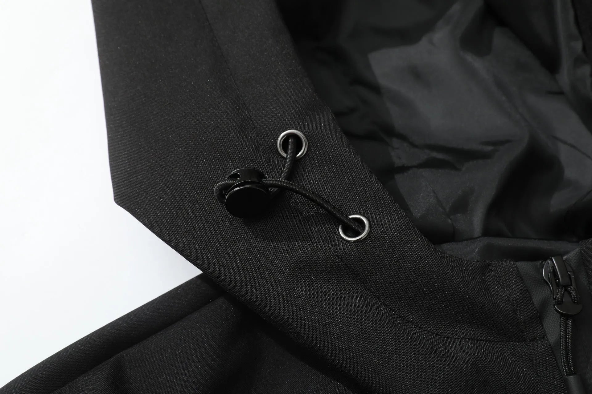 Outdoor wild jacket in black, long sleeves, 100% polyester for spring and autumn wear