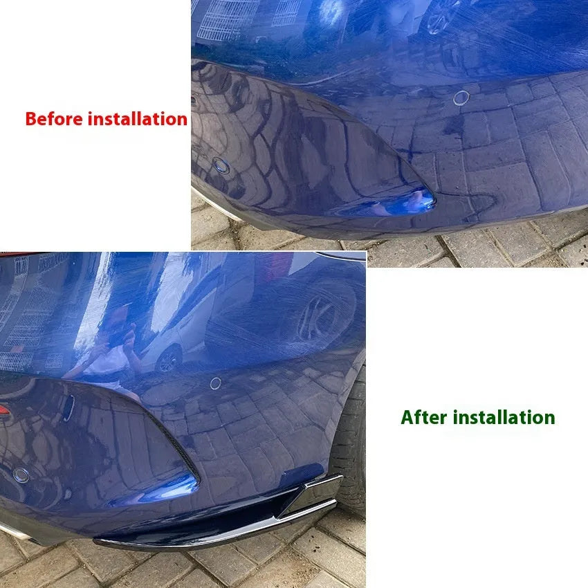 Car rear cornerite protectors in PP plastic with piano black or carbon fibre pattern finishes for bumper protection