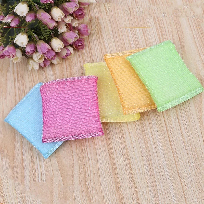 Macaron coloured pinstripe fabric dishwashing sponge mop for wet and dry cleaning.