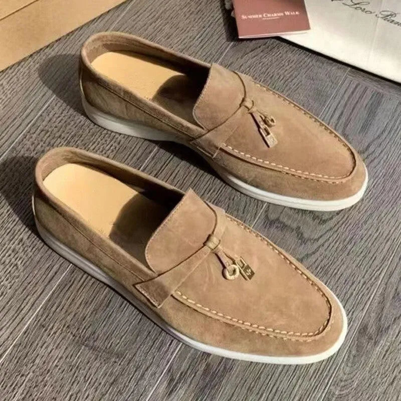 Lightweight unisex slip-on loafers with a round toe, rubber sole, and PU upper in a high-top design.