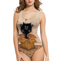 Women's 3D printed patterned one-piece swimsuit in a sleeveless design.