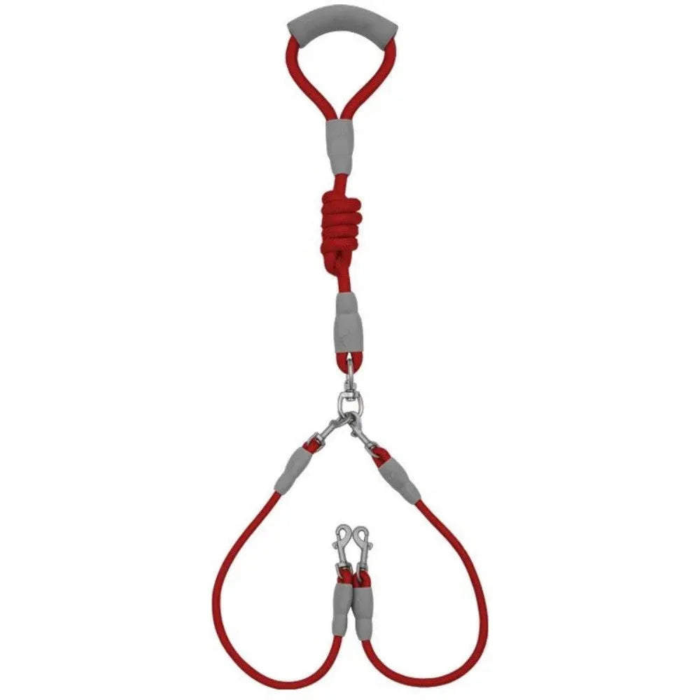 Double dog leash for two small medium dogs with foam handle and metal buckles