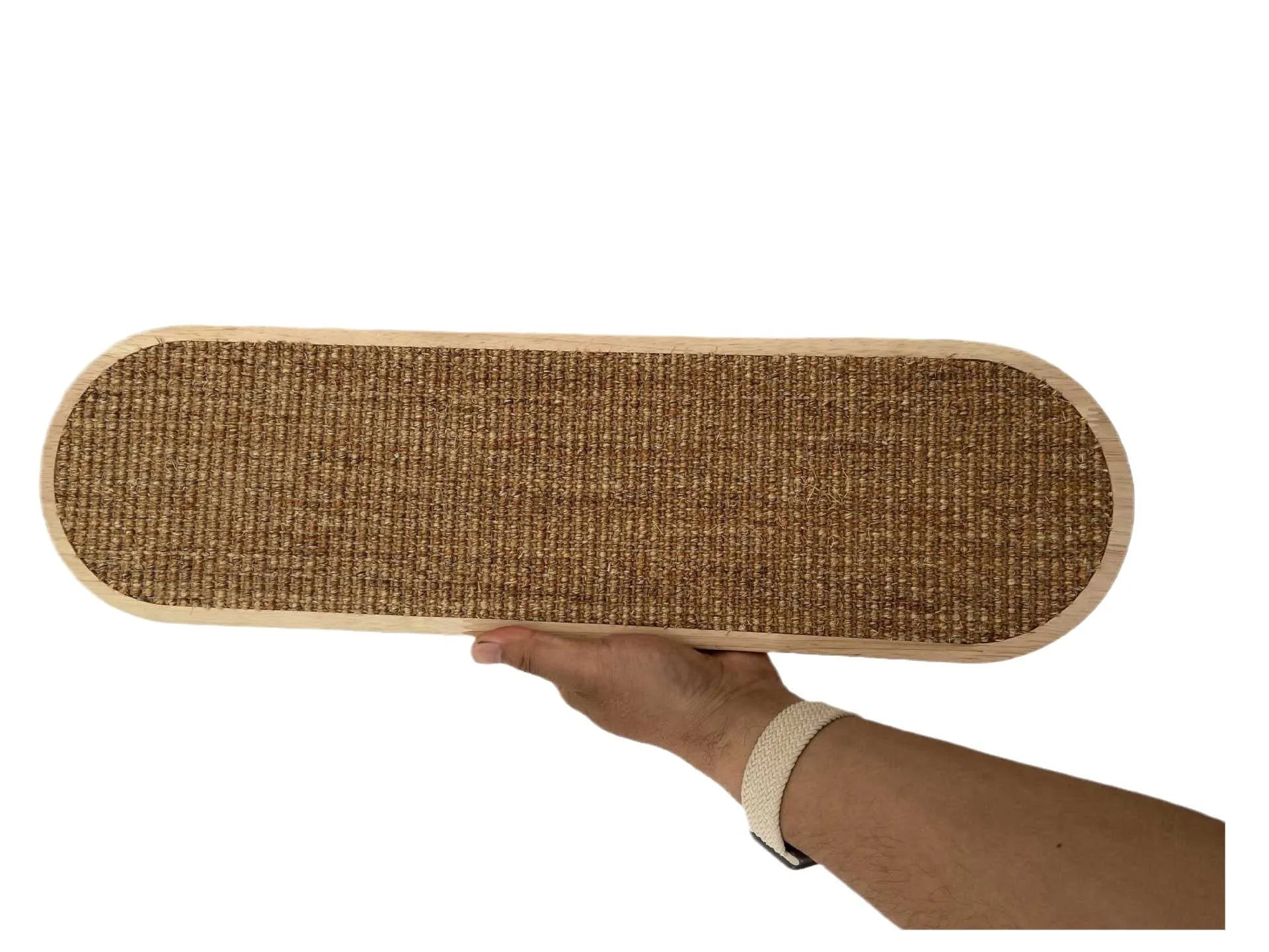 Wall-mounted sisal hemp cat scratch board 45cm x 16cm with wood frame in pastoral style