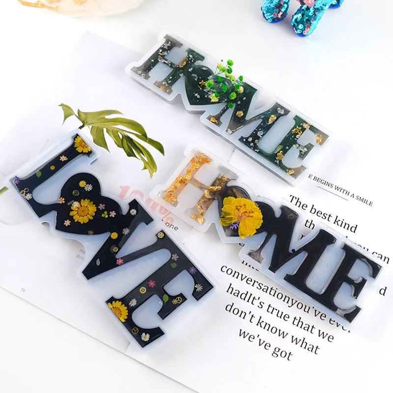 Silicone epoxy mould for creating English letter resin jewellery in six style variations