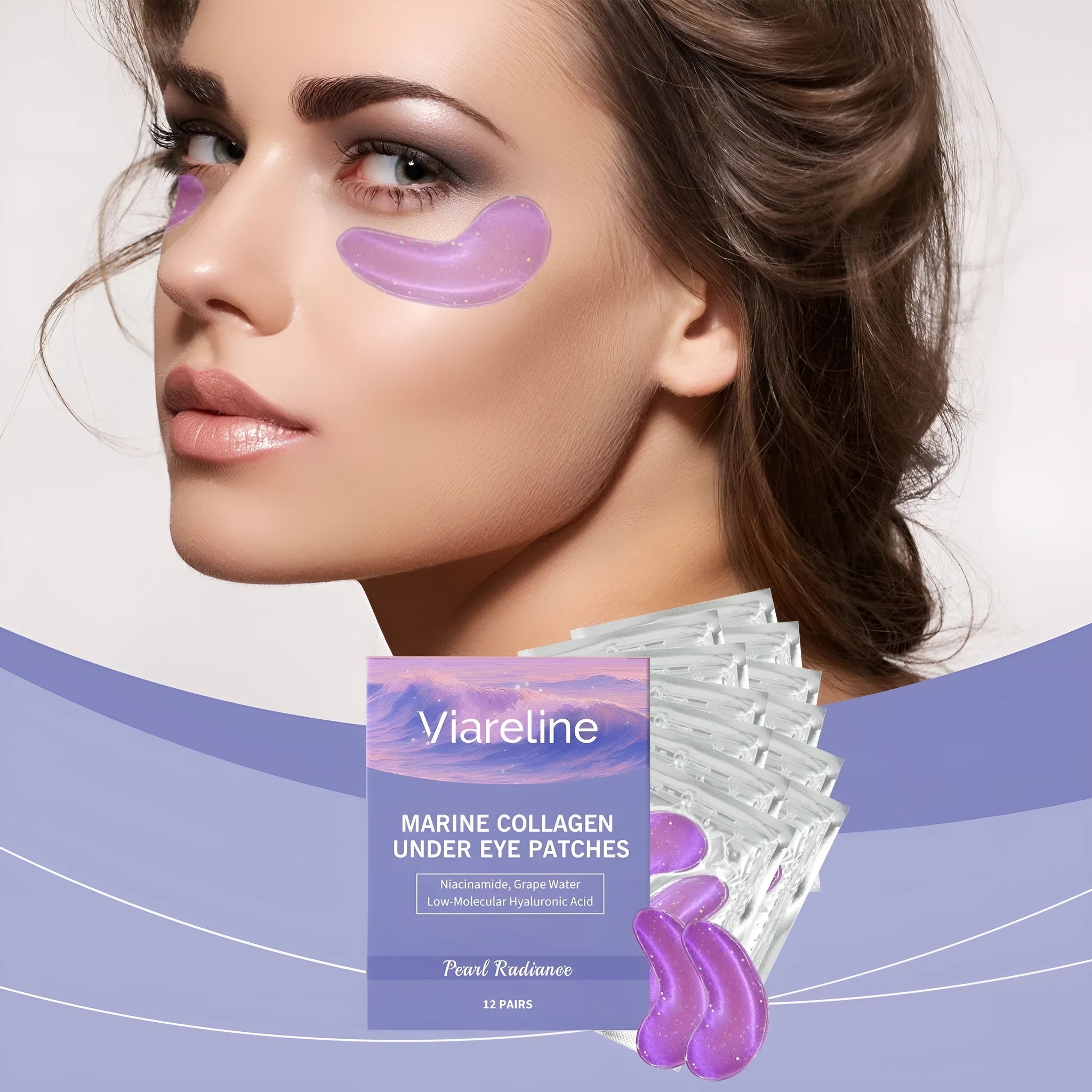 Box of 12 pairs of collagen and hyaluronic acid hydrating eye masks