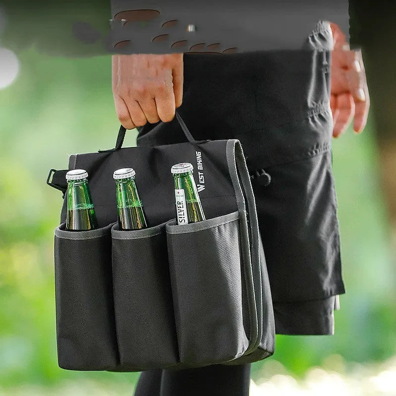 Black and orange blue bicycle drink storage bag with 2-litre capacity and double-sided anti-scratch design.