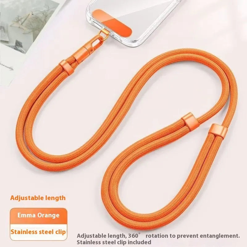 Adjustable short polyester mobile phone lanyard with anti-theft clip in nine colours