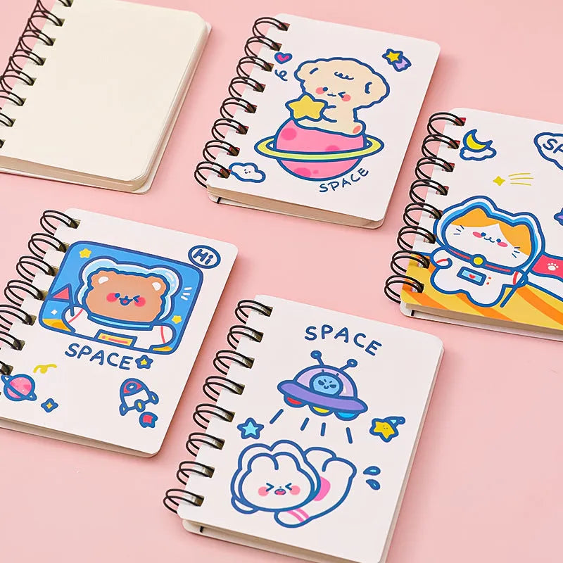 Compact astronaut-themed pocket flipper notebook showing Astronaut Bear cover design