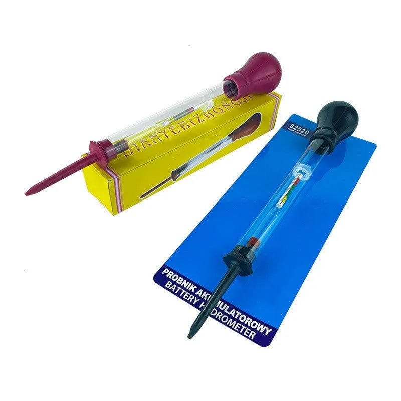 Electrohydraulic hydrometer for automotive battery electrolyte specific gravity testing