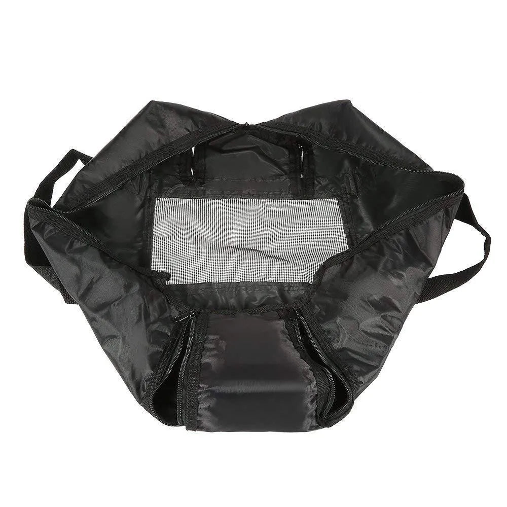 Black cat medicine feeding and bath bag with 420D PU Oxford fabric measuring 28cm long