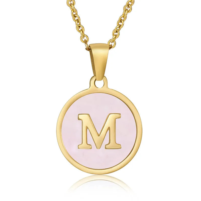 Gold electroplated stainless steel 304 letter necklace for women, A to Z initial pendant with matching gold chain