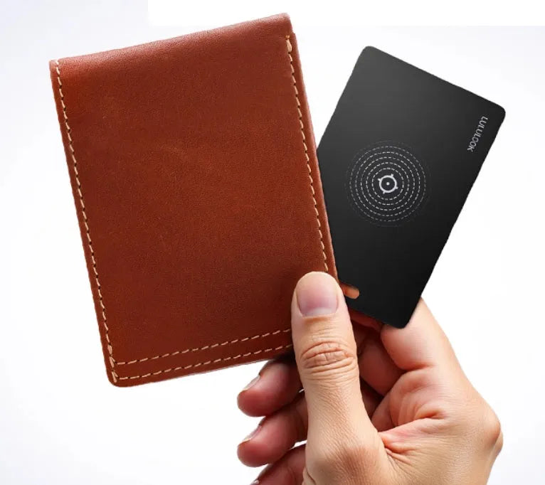 Black anti-loss waterproof card holder with hanging rope, IP68 rated, 2mm thick