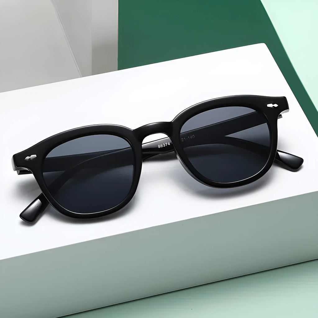 Retro beige round frame sunglasses with PC construction and metal hinge in multiple colour options