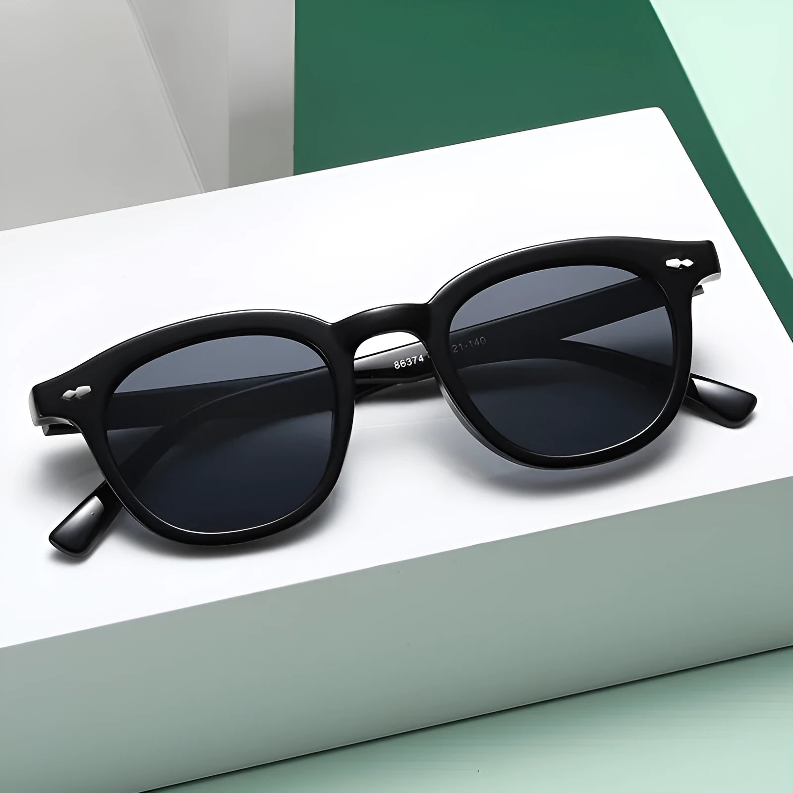 Retro beige round frame sunglasses with PC construction and metal hinge in multiple colour options