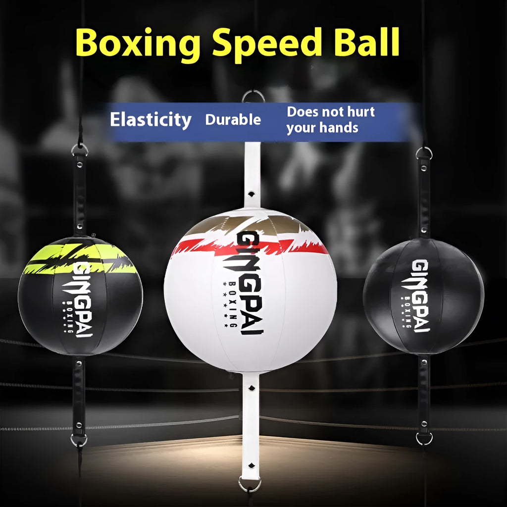 Black, Black and Green, and White hanging boxing speed ball made from PU material for reaction training