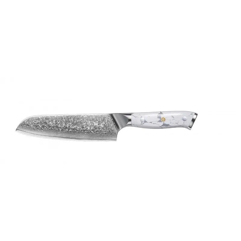 Damascus steel chef's knife with 21cm VG10 blade and 11cm handle measuring 32cm total length