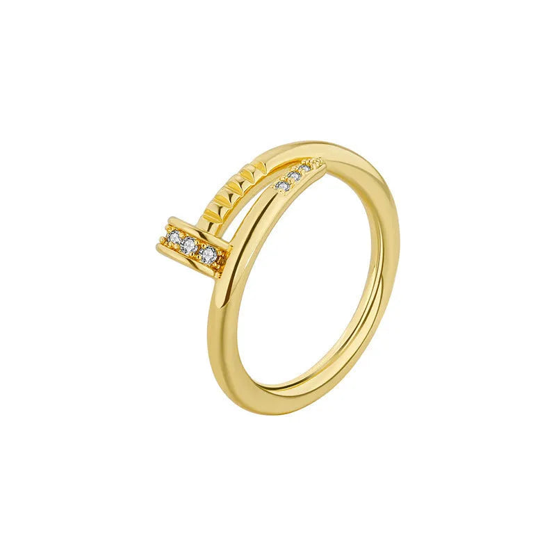 Gold geometric finger ring for women with natural minimalist style