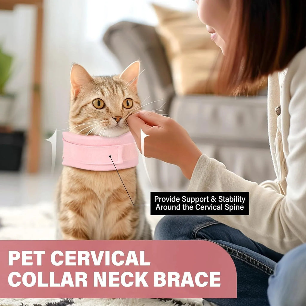 Soft fabric cat recovery collar in grey colour showing adjustable design for neck support