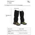 Unisex black 210D Oxford fabric gaiters for skiing and hiking leg protection with LOGO option