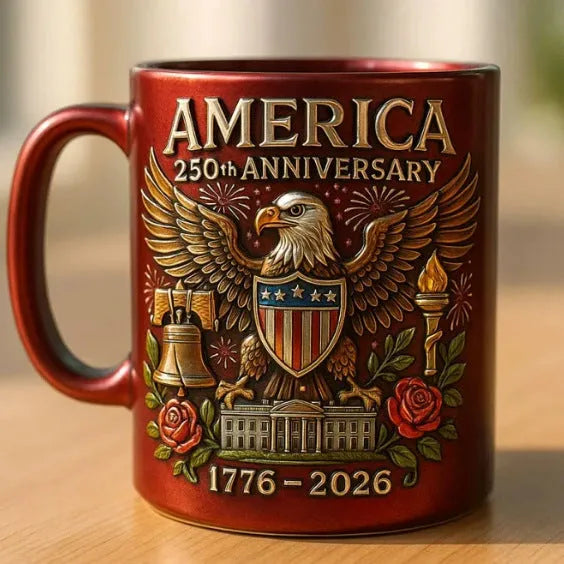 America's 250th anniversary commemorative ceramic mug with floor plan design in modern art style, 11oz size