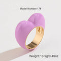 Three-dimensional enamel heart ring in black, pink, purple or red colours with zinc alloy construction