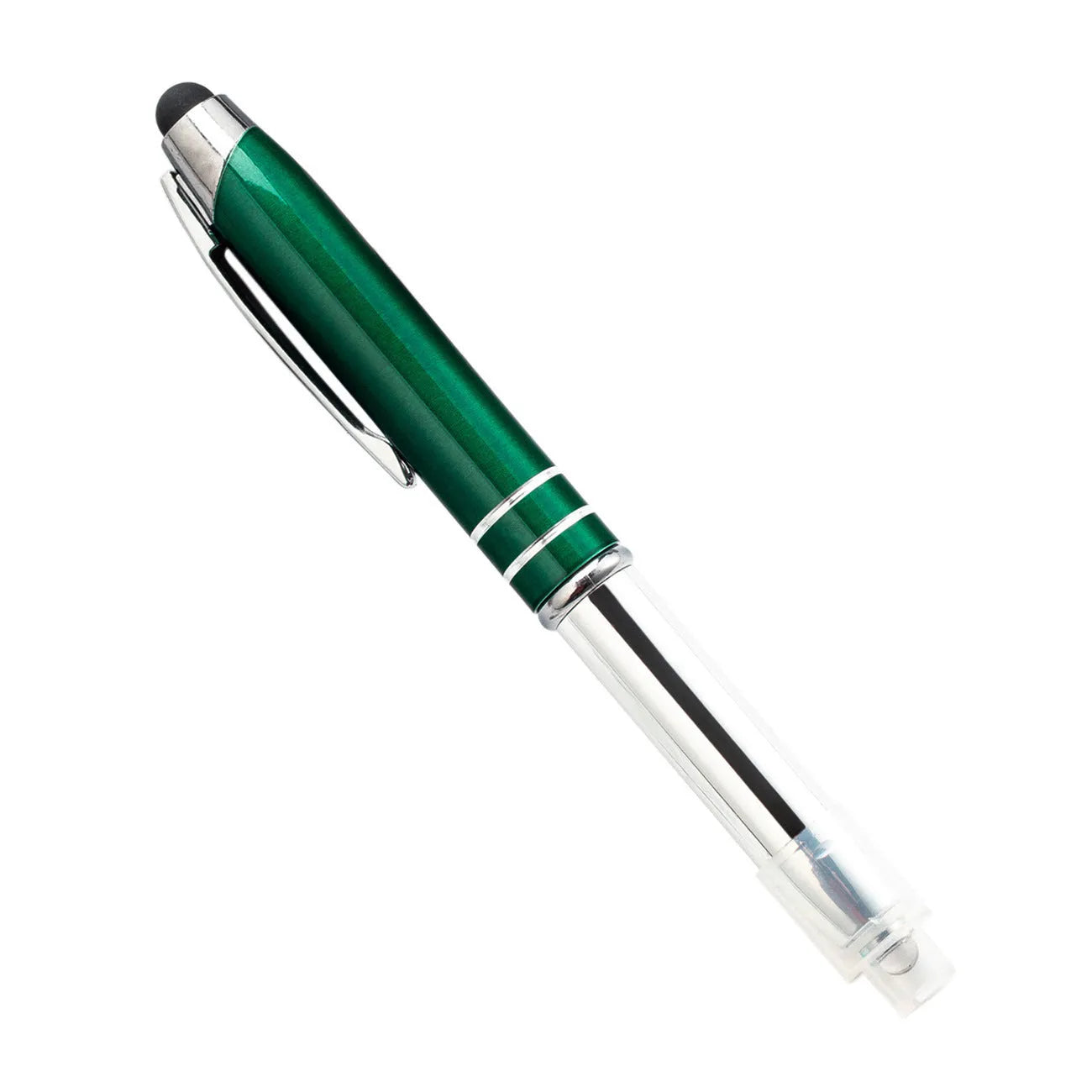 Multifunctional metal capacitive stylus ballpoint pen with LED light in five colour options