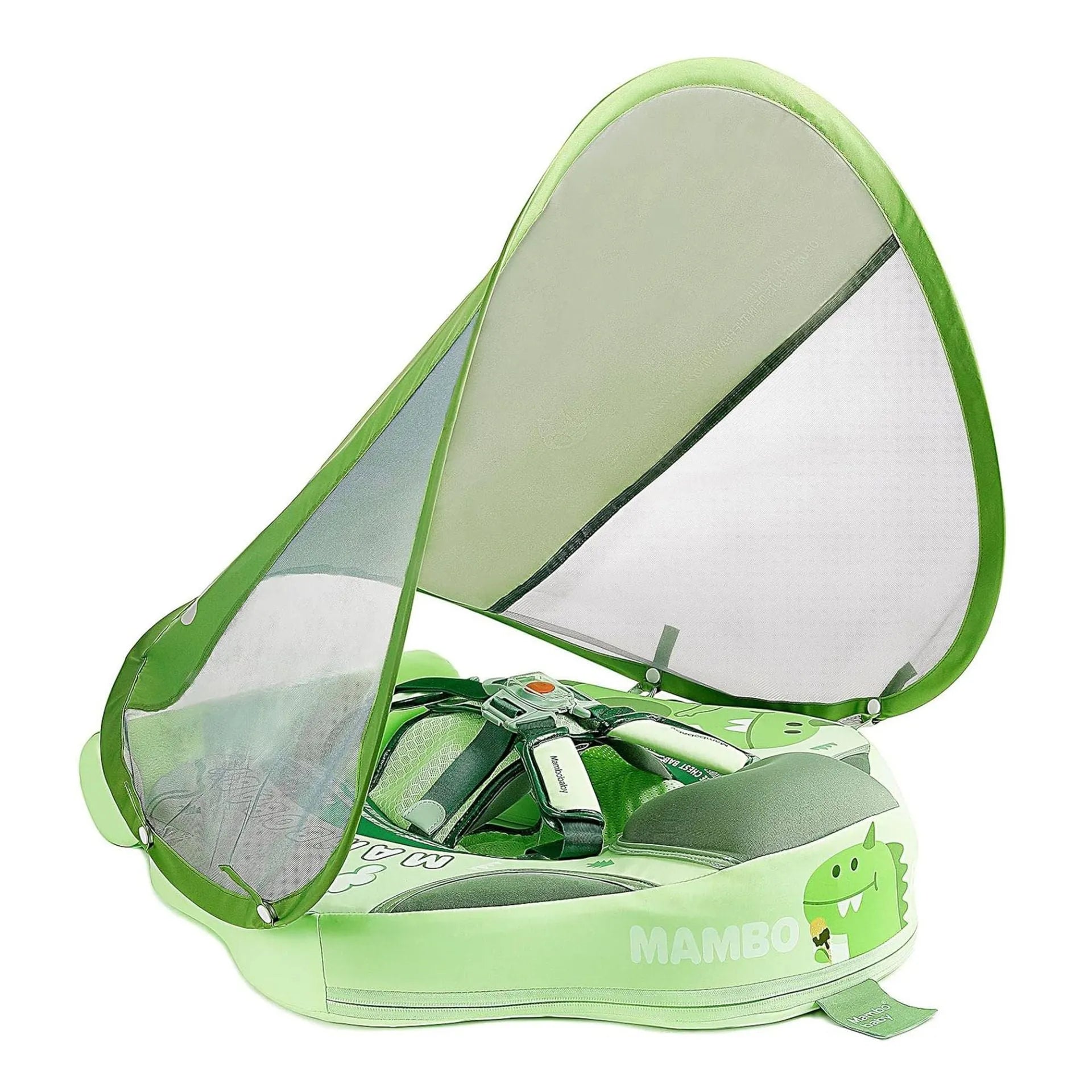 Green dinosaur baby floating swimming ring with sun shade for children 3-24 months