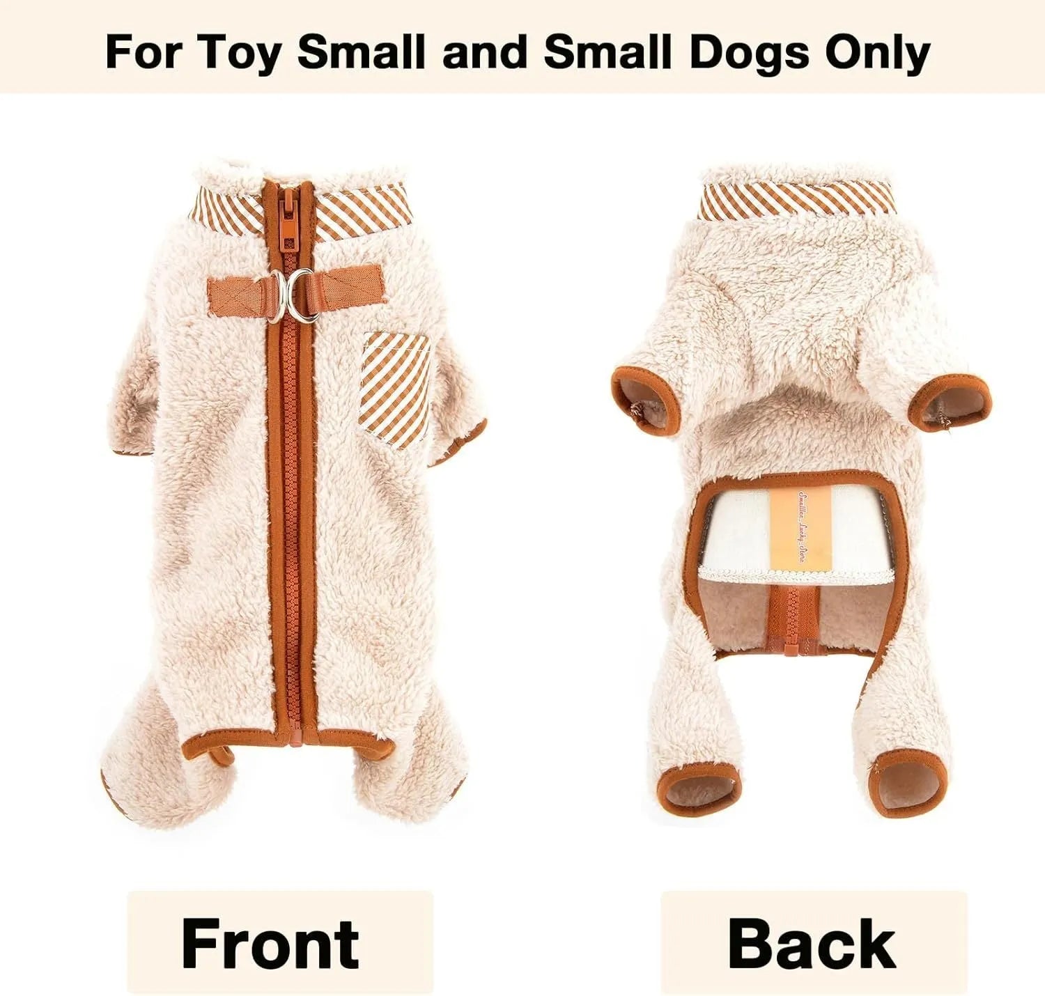 Green plush fleece dog jumpsuit with a back zipper on a small dog