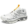 Men's and women's low-top outdoor hiking shoes in khaki with lace-up front and rubber sole.
