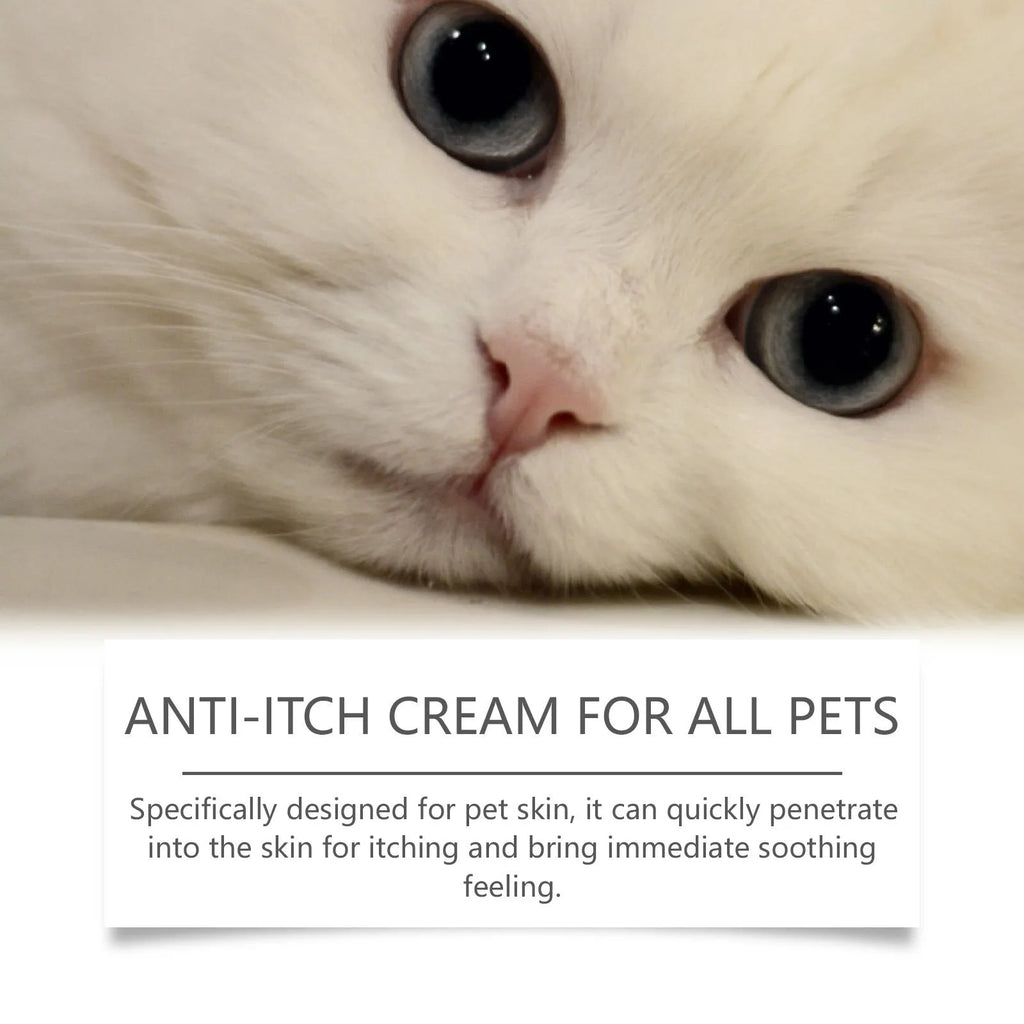 Tube of pet itch relieving cream for cats measuring 5.5cm by 13.3cm with 60g net weight