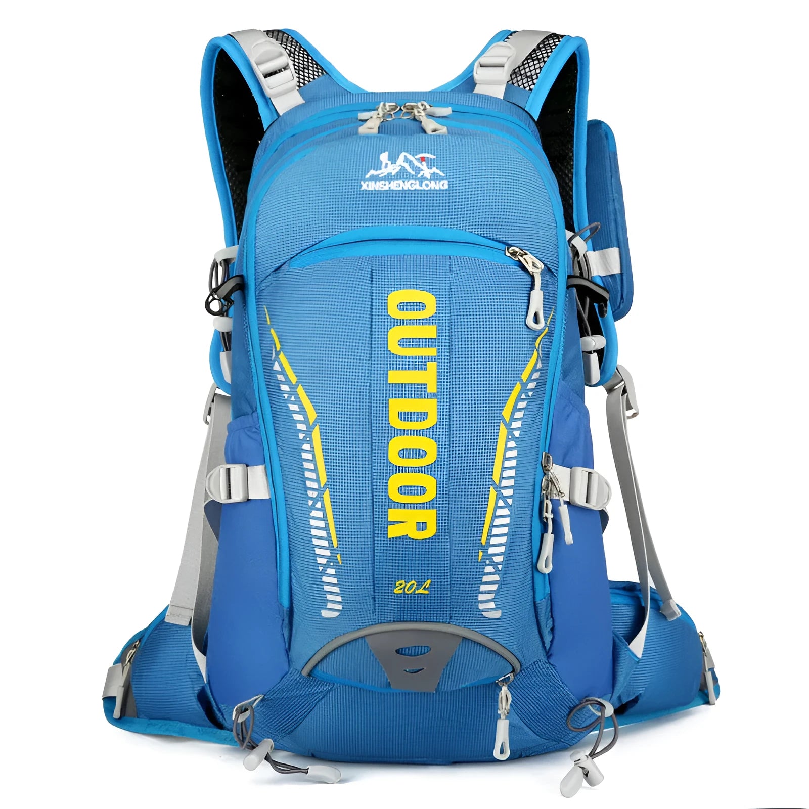 Outdoor hiking bag with suspended support, unisex backpack in blue colour, for travel and cycling