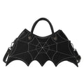 Black PU spider web shape messenger crossbody bag with embroidery and three shoulder straps