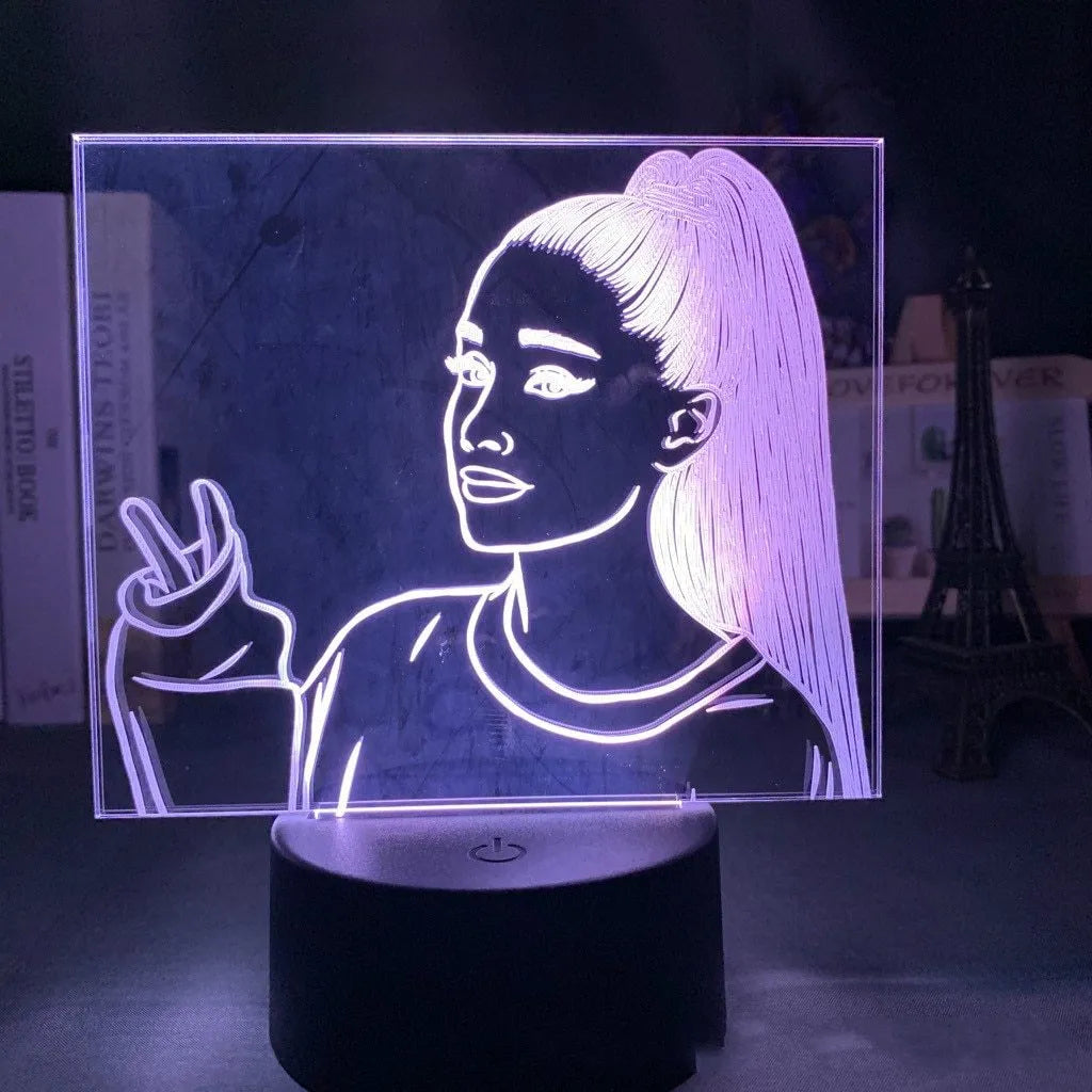 Acrylic 3D night light with European design and colourful black base