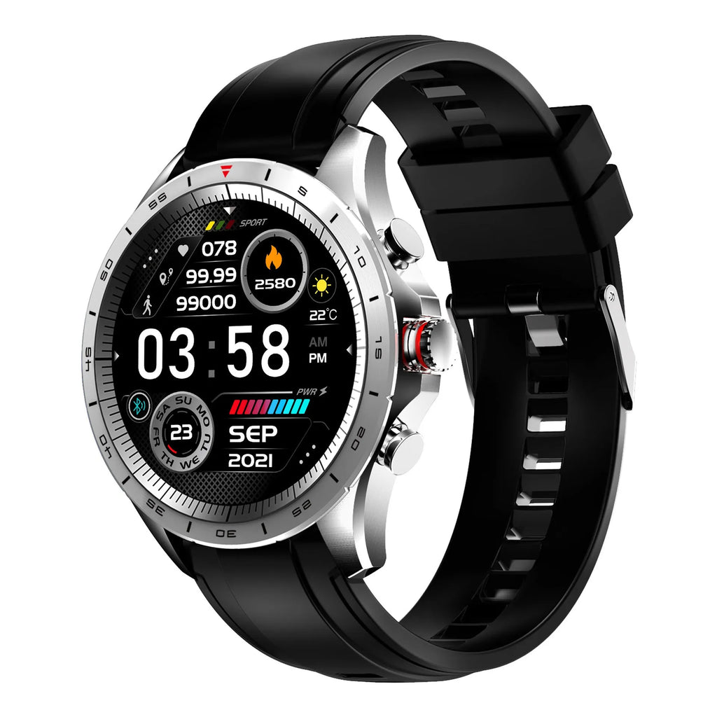 Men's smart bracelet watch with zinc alloy case and silicone wristband in black, blue, or grey colours