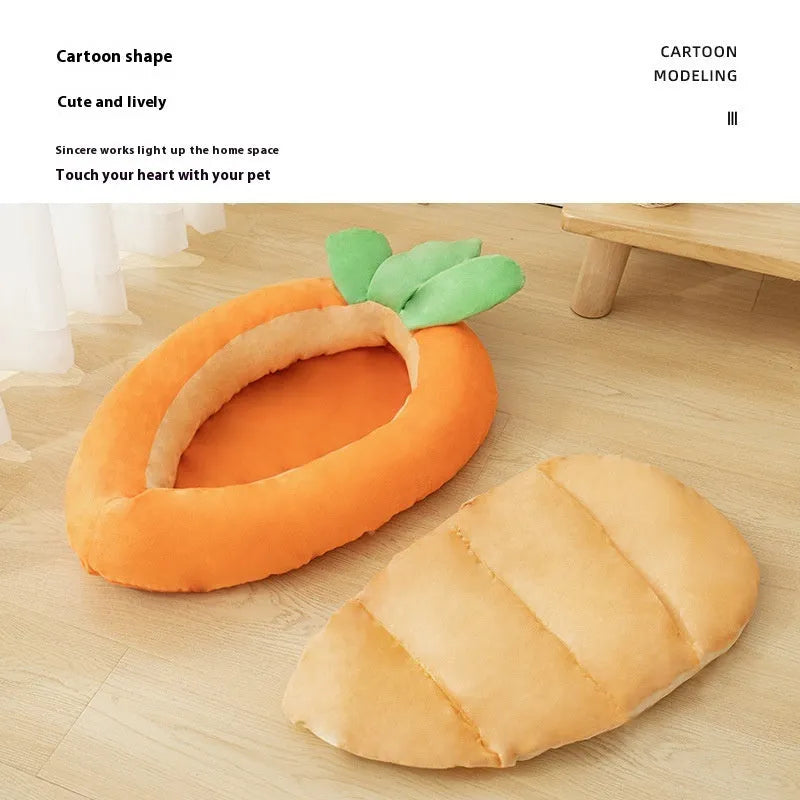 Carrot cartoon design removable washable cloth dog bed mat in M and L sizes