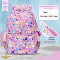 Children's waterproof school backpack with dinosaur pattern and curved shoulder straps