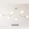 Simple Nordic style iron ceiling chandelier with multiple arms, shown in black and white finishes.