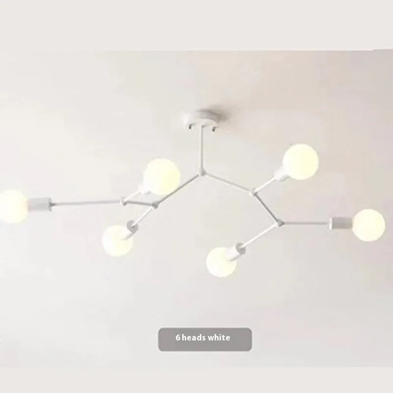Nordic-style black iron ceiling chandelier with multiple light bulbs
