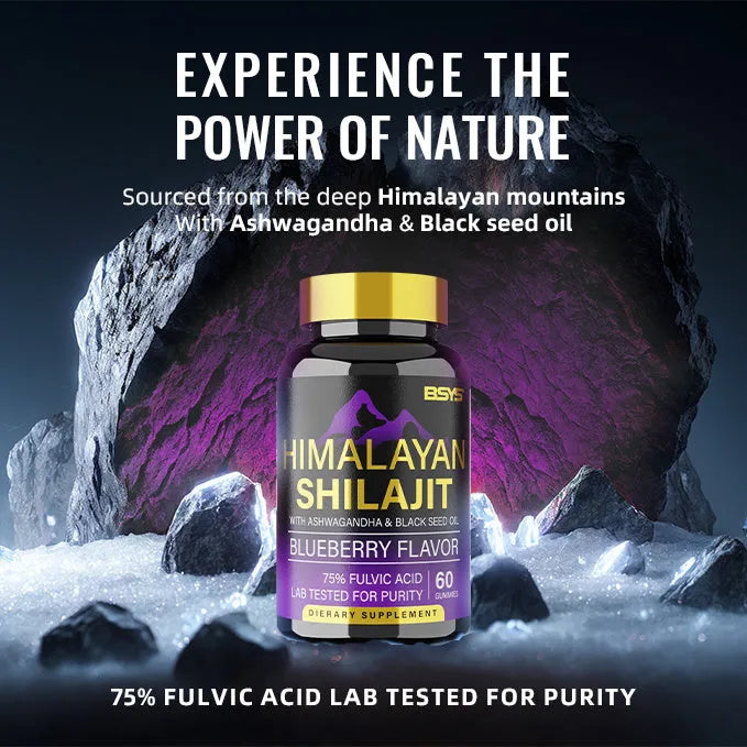 BSYS Shilajit Gummies 60 count bottle dietary supplement for energy and vitality