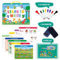 Montessori handwriting practice book set with erasable coloured pens and reward stickers in gift box