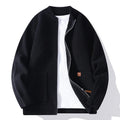 Men's striped sweater cardigan in chemical fibre blend fabric showing straight cut design