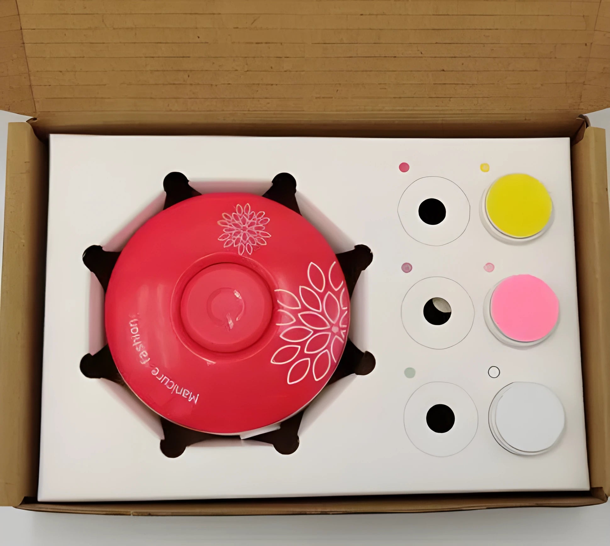 Red baby electric nail polisher with multiple grinding heads for newborn care