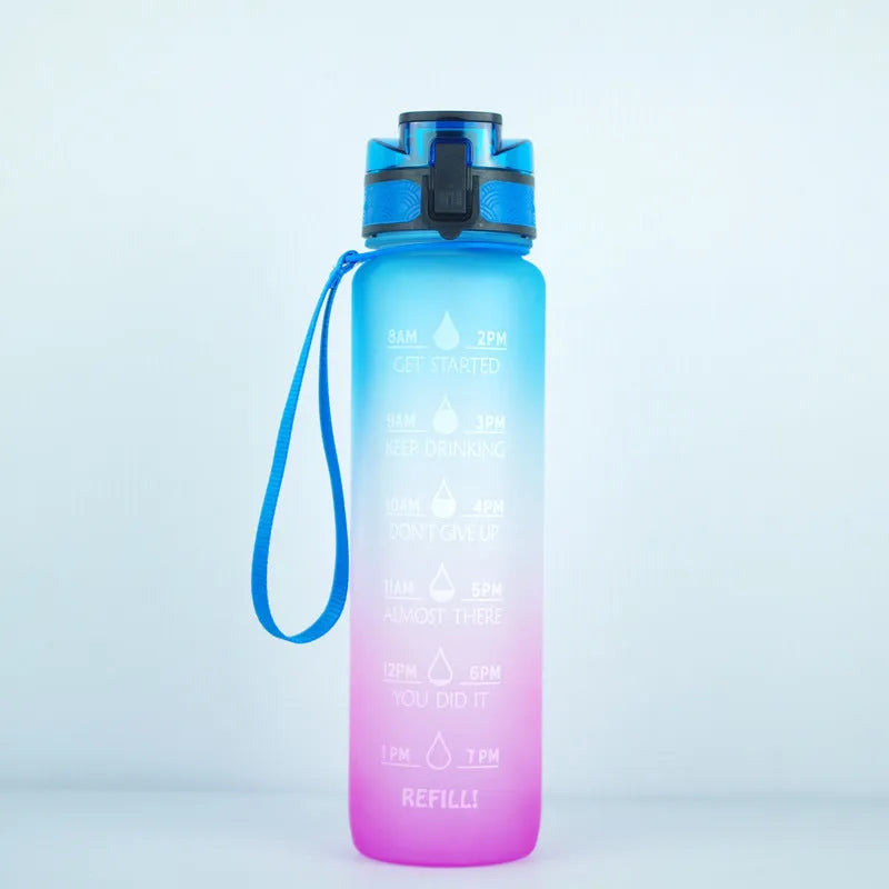 Clear transparent 1000ml sports water bottle with infuser, BPA-free Tritan and PP plastic
