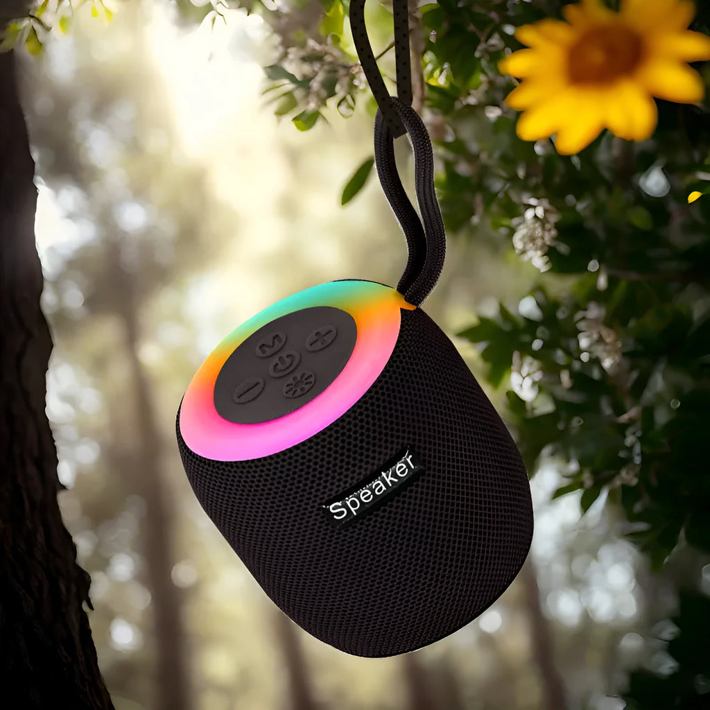 Outdoor cycling wireless portable Bluetooth speaker in red, waterproof, with LED lighting and USB power