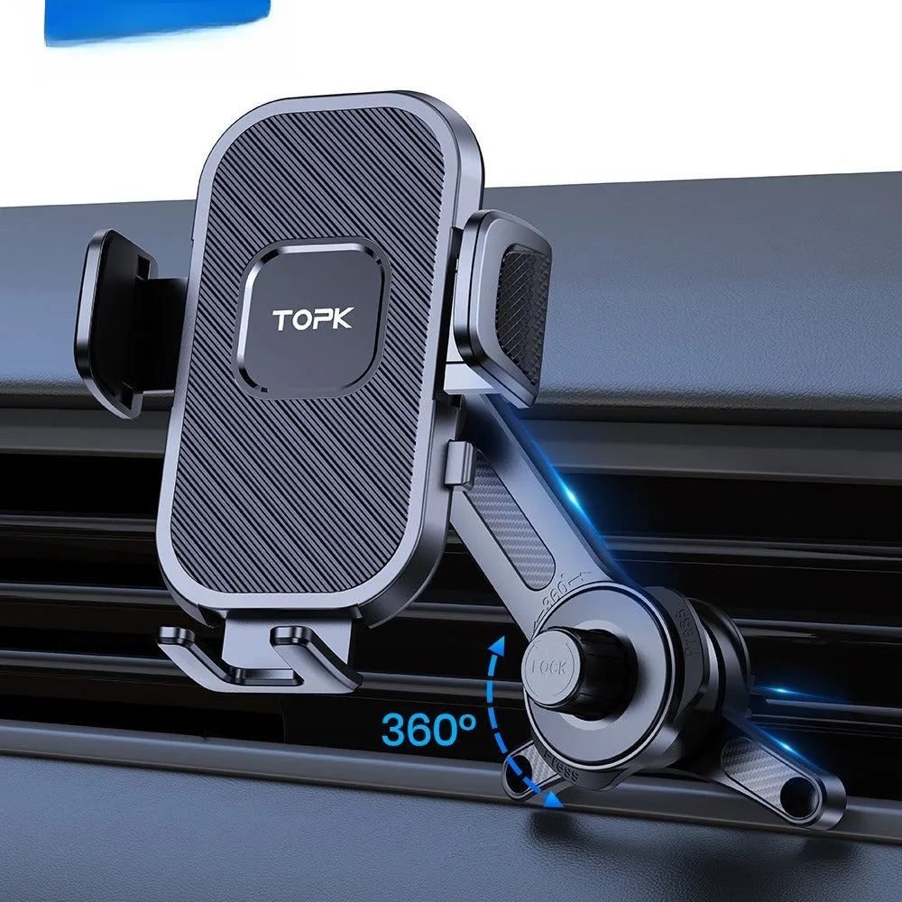 Car rotating air outlet phone holder with hook for universal mobile phone and navigator mounting
