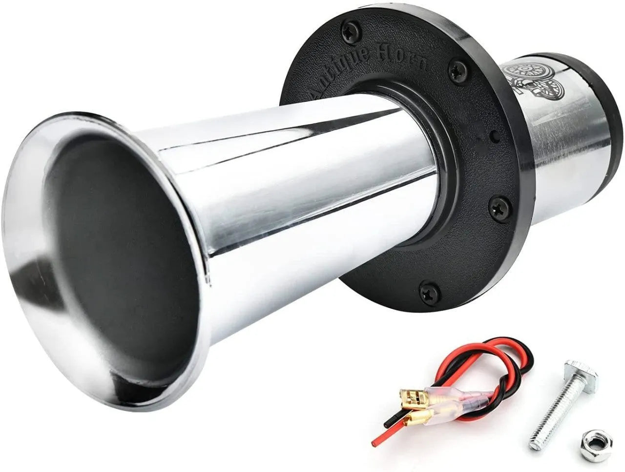 Silver 12v black modified car horn for universal vehicle installation