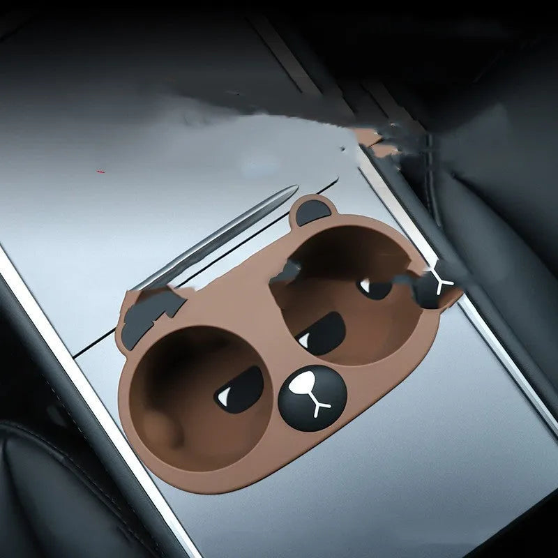 Silicone cup holder limiter insert for car centre console in grey colour